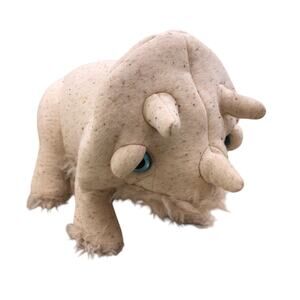 Big Stuffed The Trino Triceratops Small 17in Plush Stuffed Animal Preloved Ivory